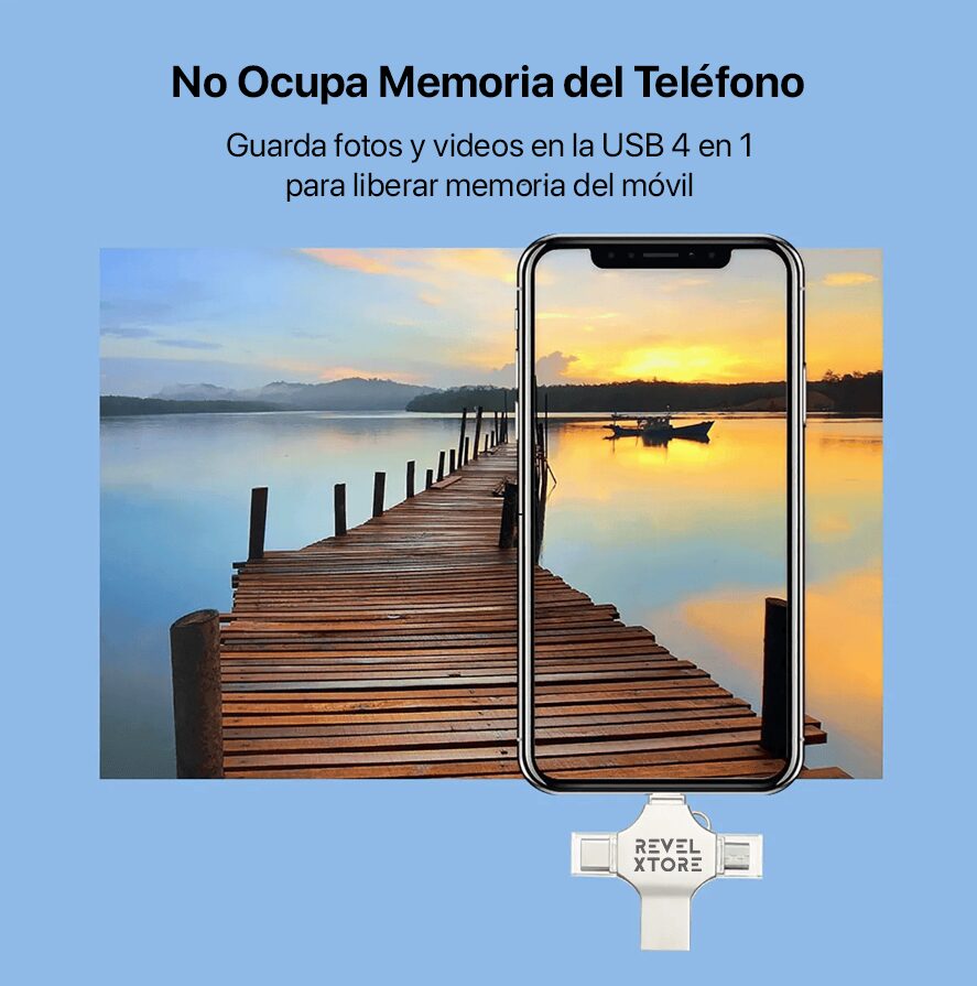 USB OTG 128GB – 4 en 1 (iPhone, iPad, Android y PC) USB OTG 128GB – 4 en 1 (iPhone, iPad, Android y PC)