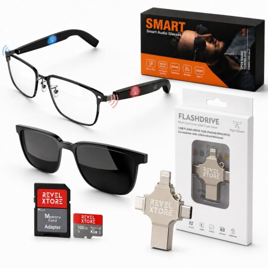 Gafas Smart Bluetooth 2 en 1 para Llamadas y Protección Ocular, Micro SD 100GB U3 4K Alta Velocidad, USB OTG 100GB – 4 en 1 (iPhone, iPad, Android y PC)